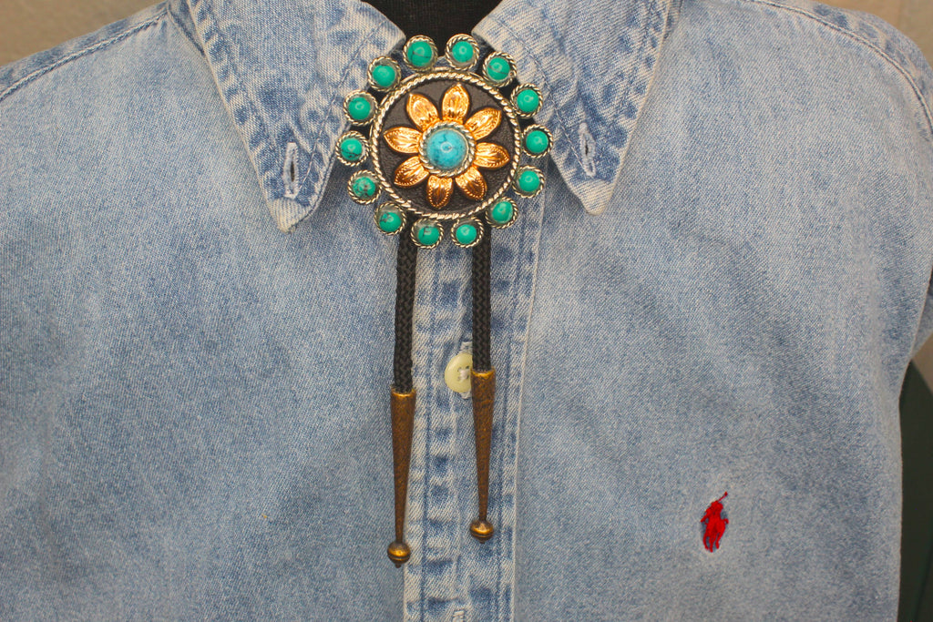 Turquoise Bloom Bolo Tie