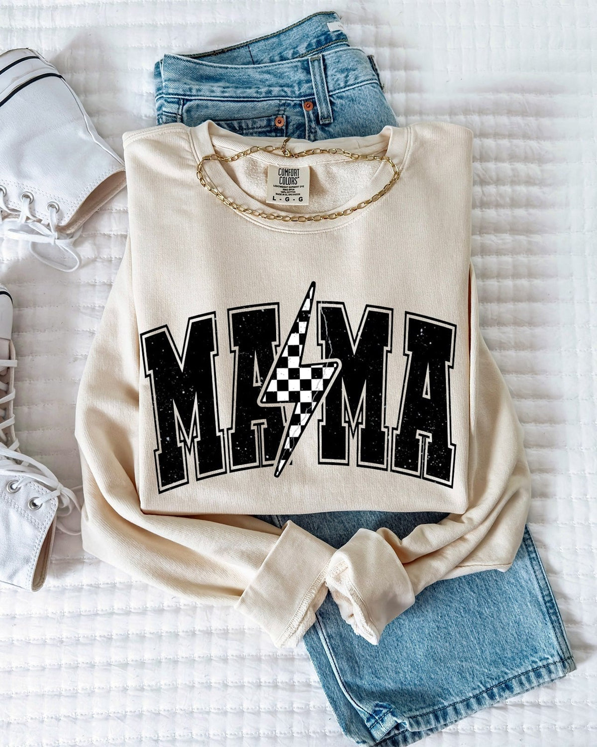 Mama Lightning Comfort Colors Sweatshirt (Condensed), Mom Gift