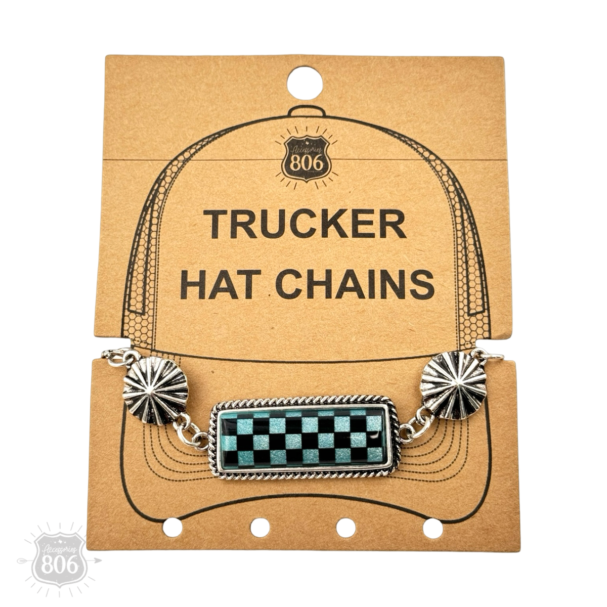 Checkerboard charm trucker hat chain