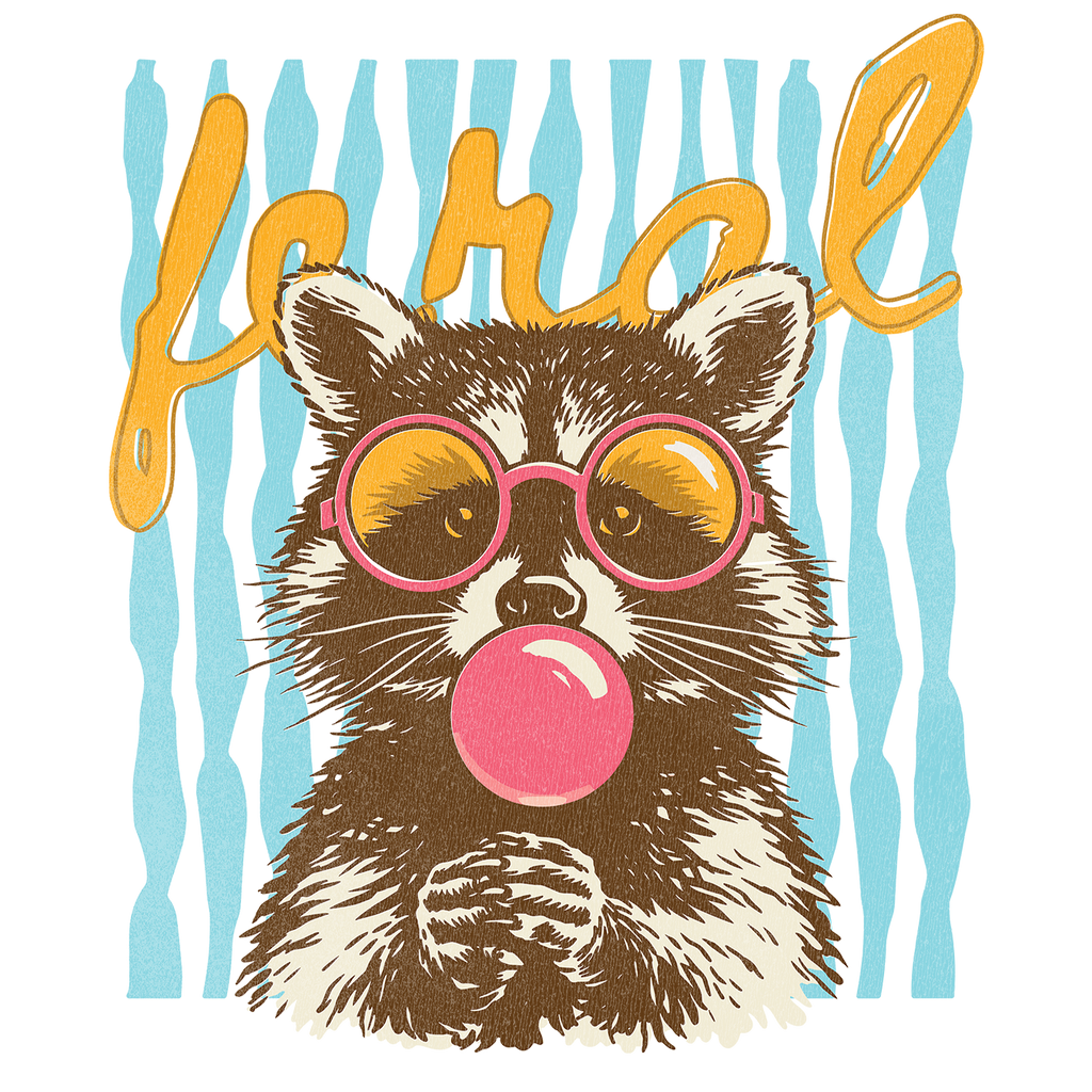 Retro Feral Raccoon Glass Cups