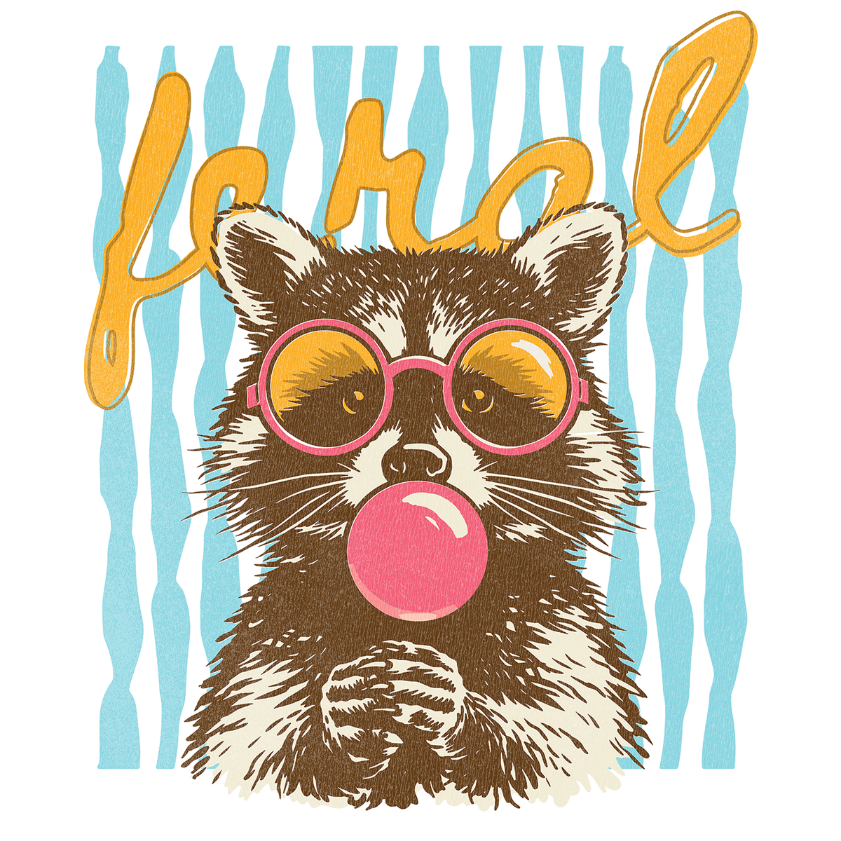 Retro Feral Raccoon Glass Cups