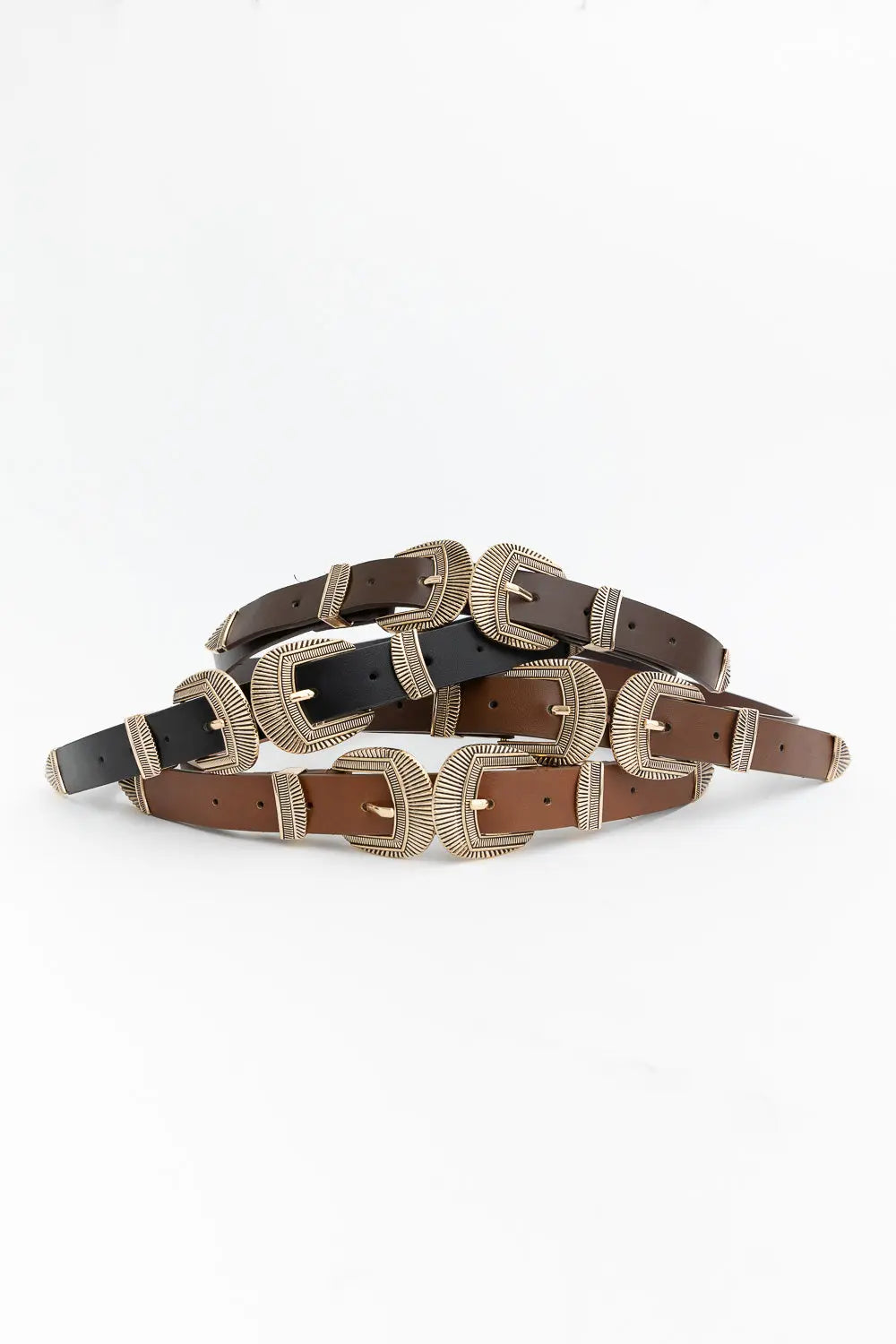 Double Buckle Western Belt – Edgy Faux Leather Statement