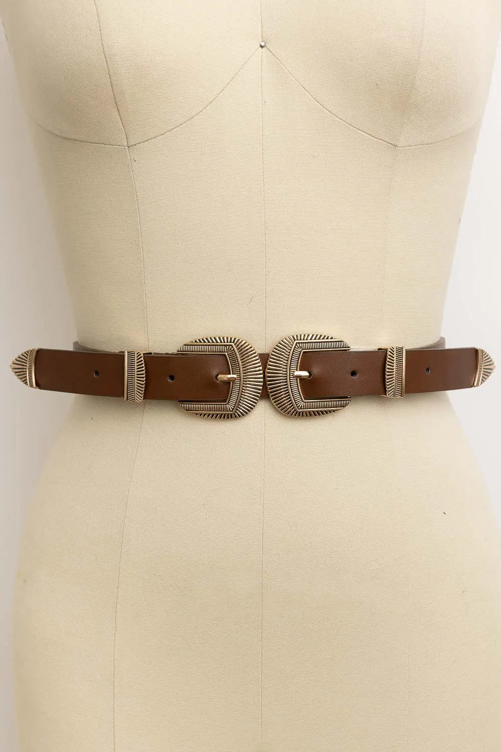 Double Buckle Western Belt – Edgy Faux Leather Statement