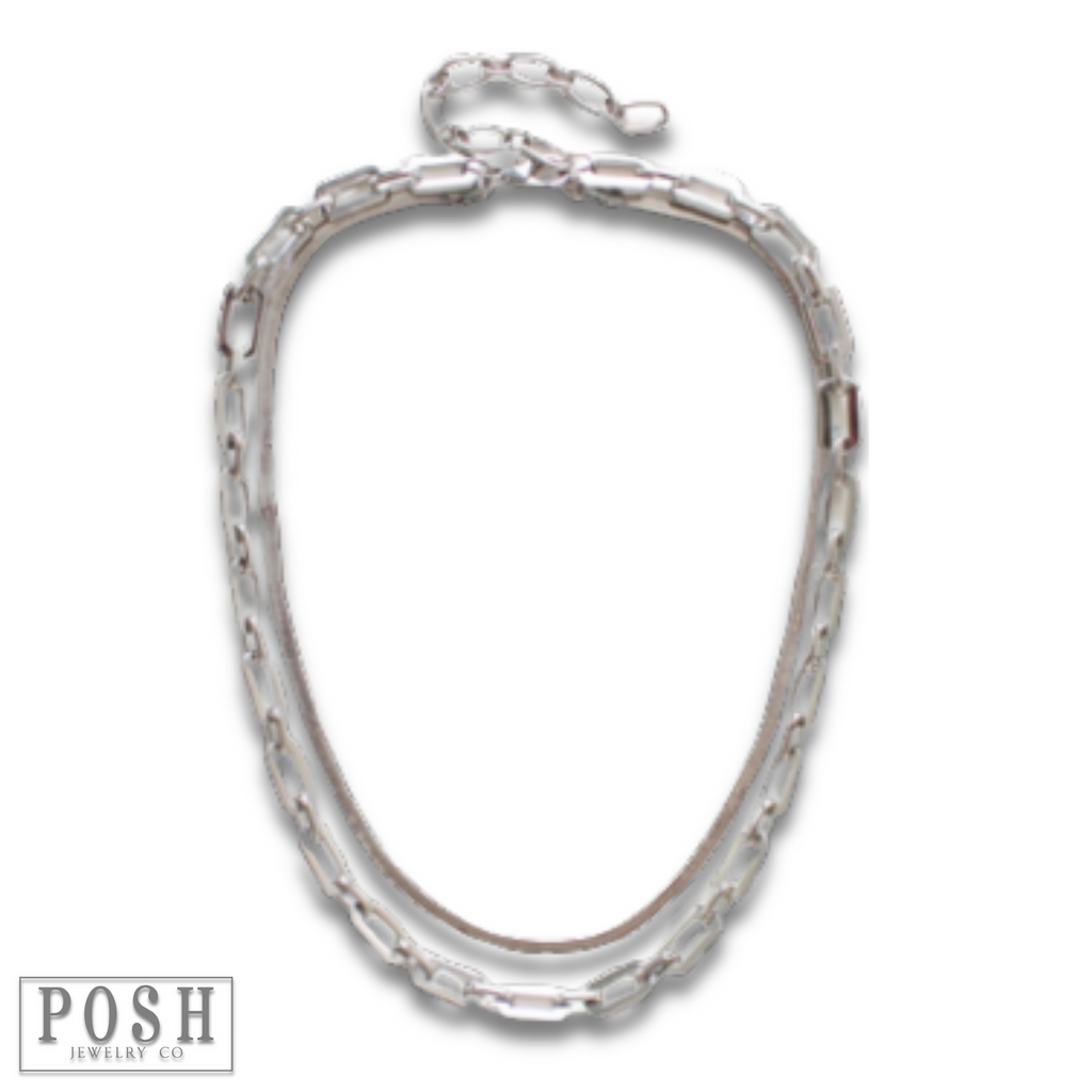Silver two strand necklace